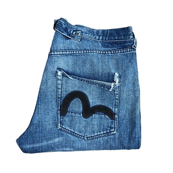 RARE Harris Tweed X Evisu Embroidered Jeans Size 36 - Picture 2 of 16